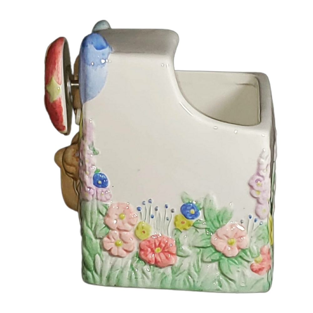 Charming Antique Napcoware Teddy Bear Balloon Music Box Planter Whimsical Nurser - Picture 5 of 6
